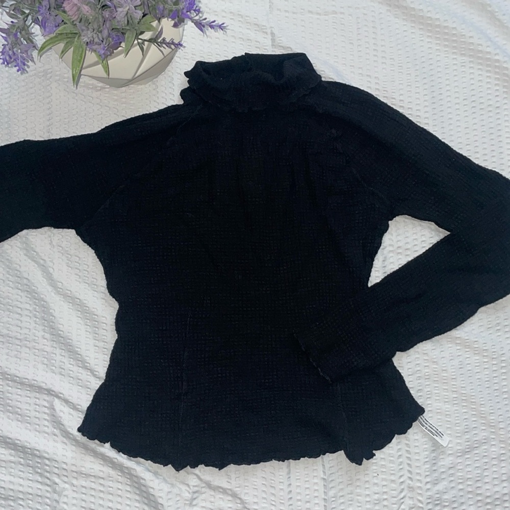 Free People Black Thermal Mock Neck XS